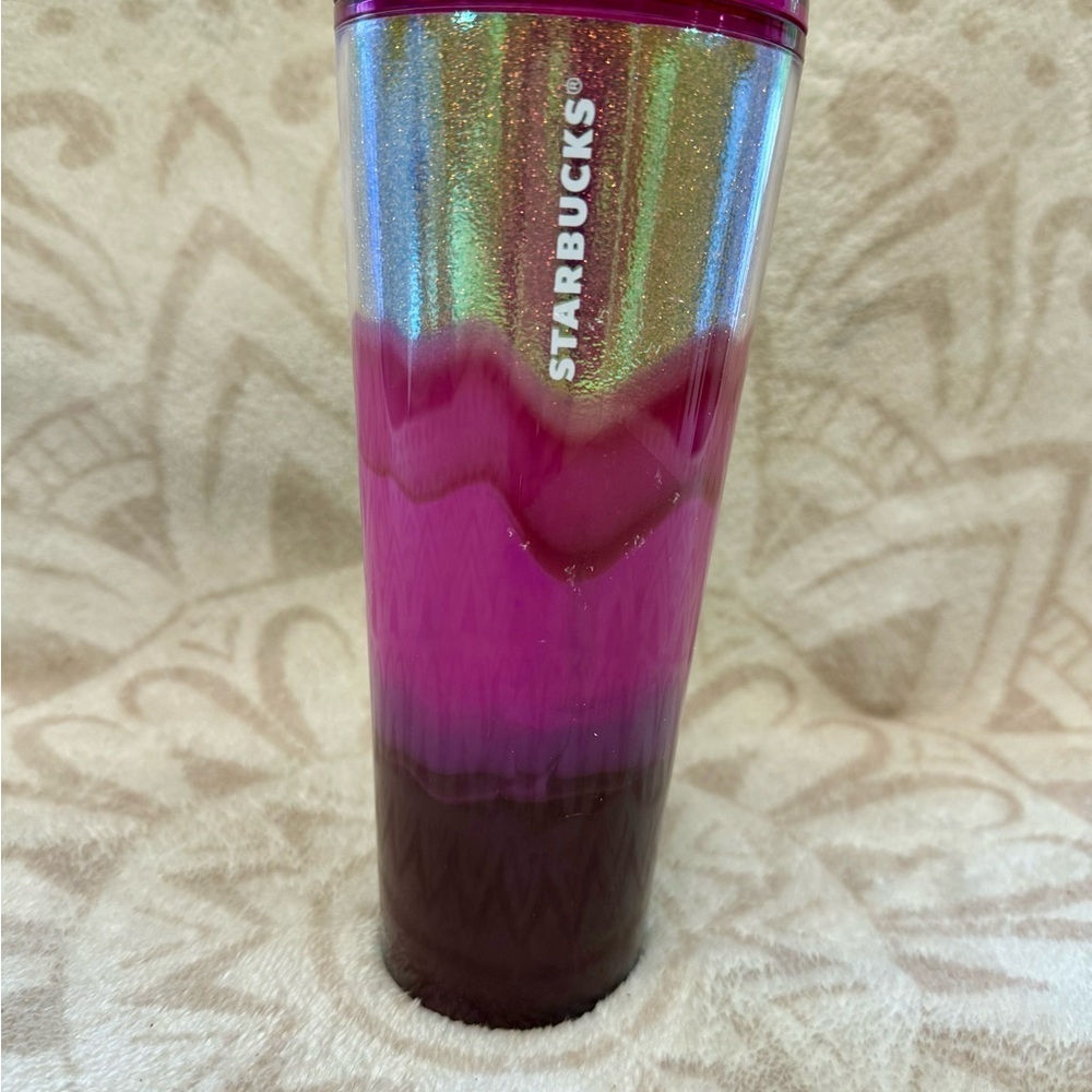 Starbucks Holiday 2022 Holographic Pink Red Sangria Wave 24oz Venti Tumbler Cup